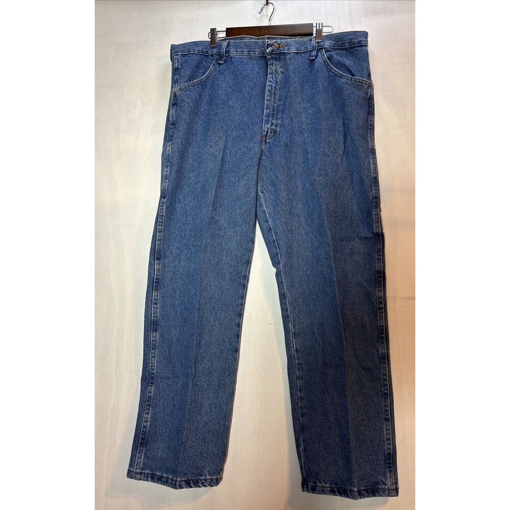 Rustler Men's Size 42x30 Blue Straight Leg Light Wash 100% Cotton Denim Jeans